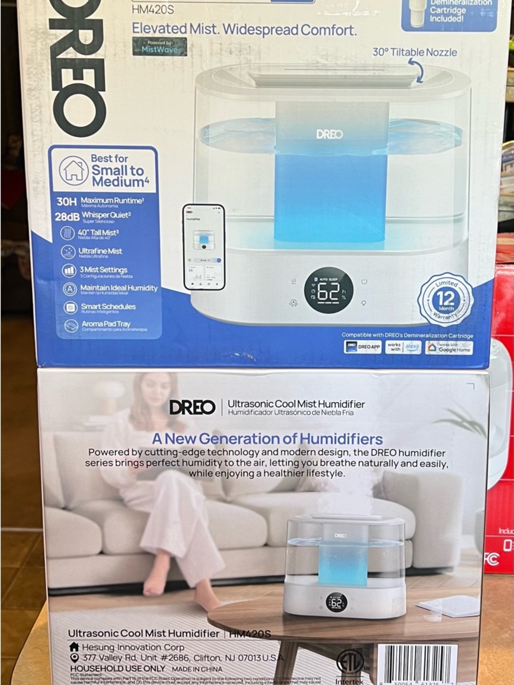 DREO Ultrasonic Cool Mist Humidifier - White & Blue Accent